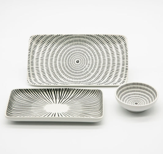 Little Dishes White with Black and White accents - Dash