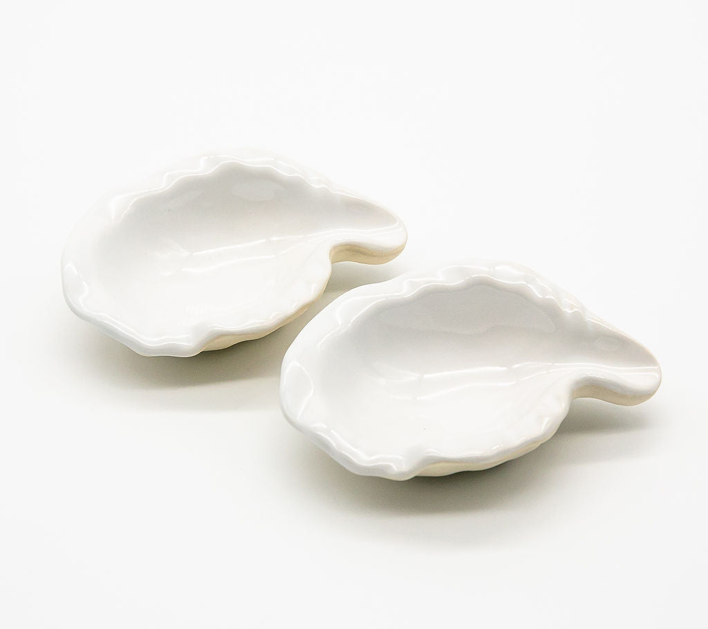 Oyster Baker Dish, White Ceramic