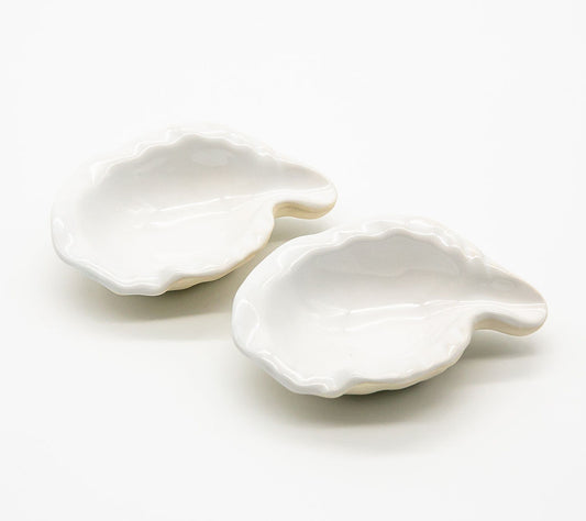 Oyster Baker Dish, White Ceramic