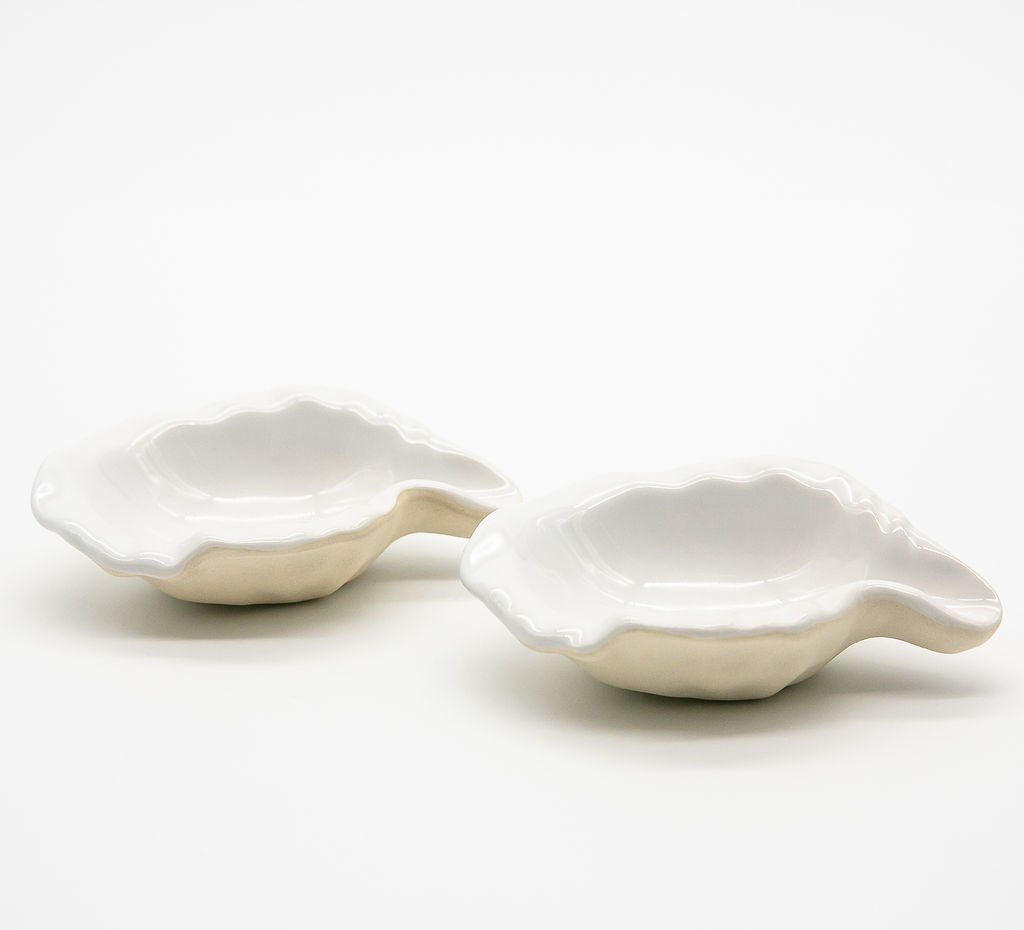 Oyster Baker Dish, White Ceramic