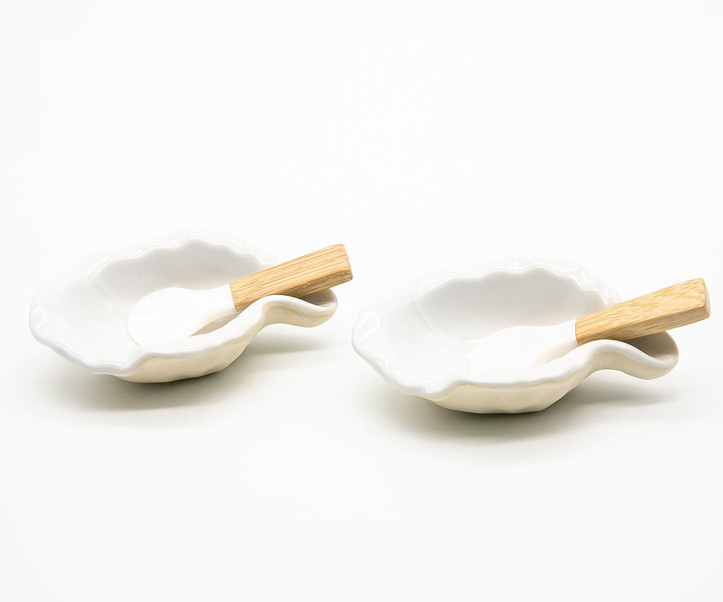 Oyster Baker Dish, White Ceramic