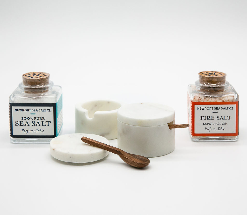 Mini Marble Lidded Salt Cellar with Spoon