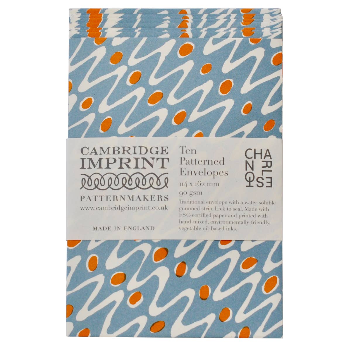 Packet of Ten Patterned Envelopes Charleston Ripple