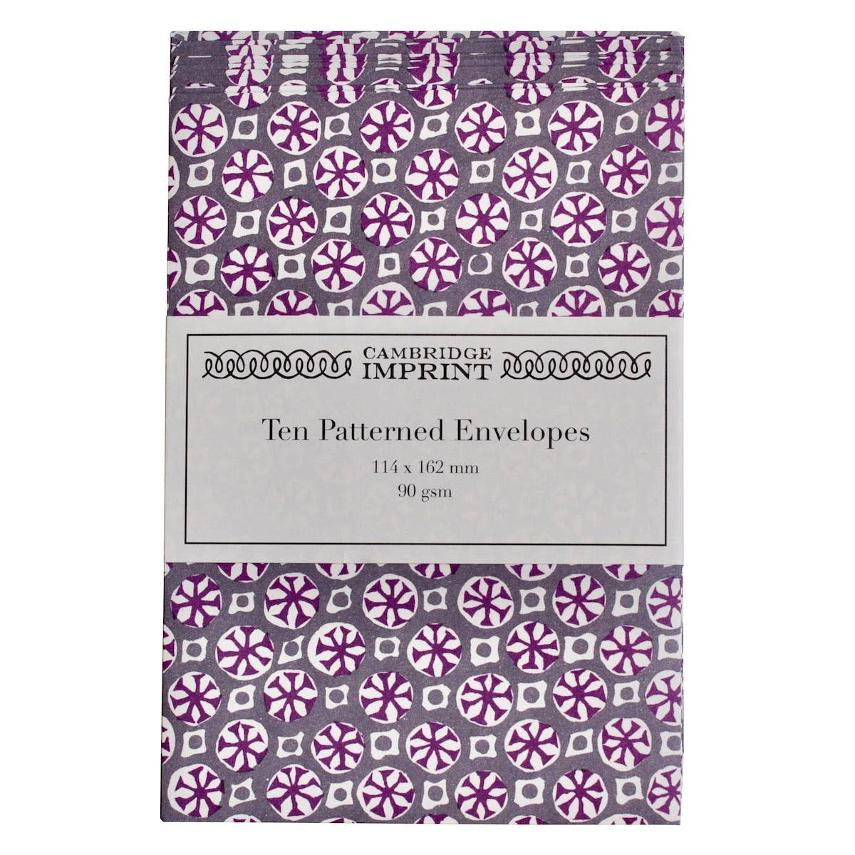 Packet of Ten Patterned Envelopes Sea Urchin French Lavender