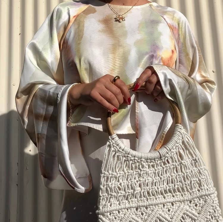 Macrame Knitted Top Handle Bag