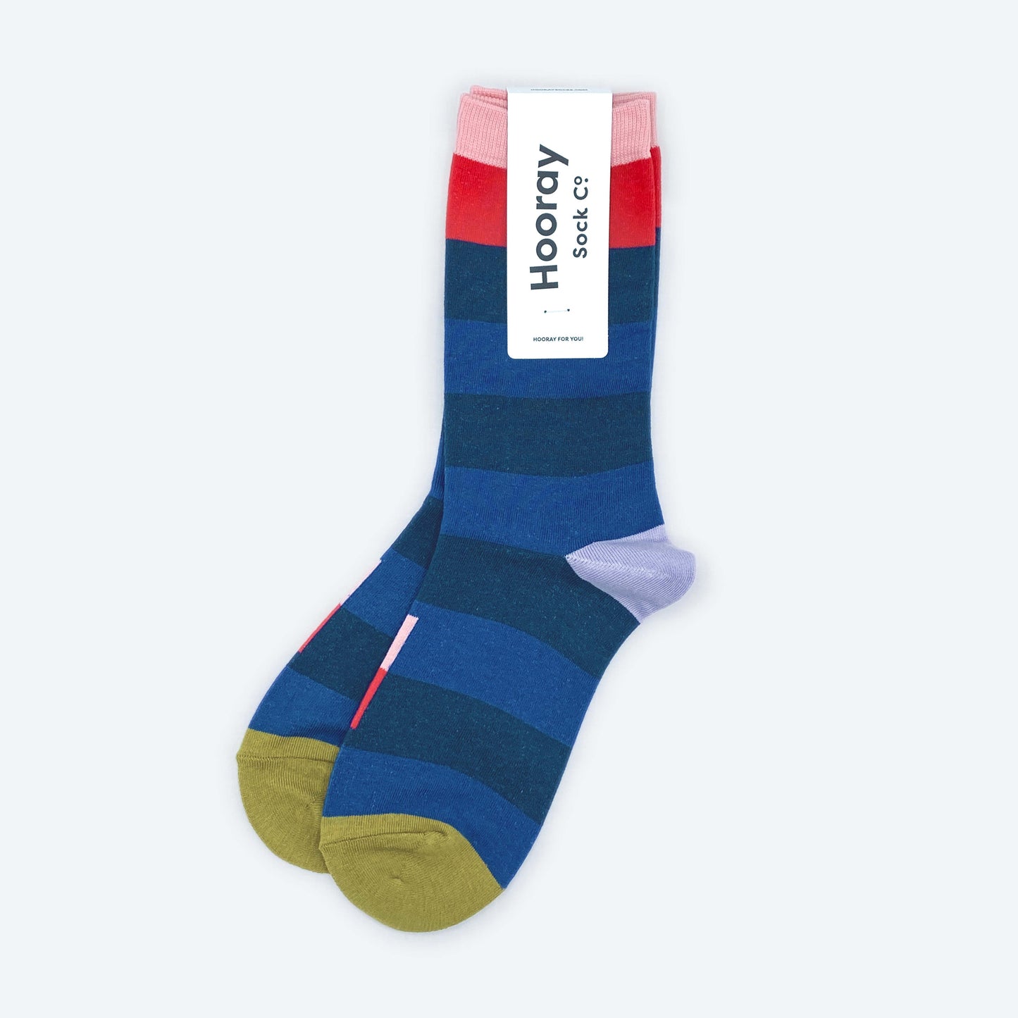Fillmore Blue Striped Crew Length Socks