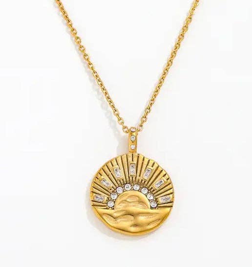 Mini Pendant- Talisman Protect 14K Gold Steel Necklace