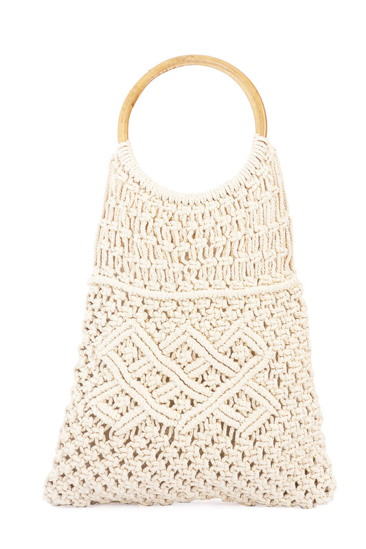 Macrame Knitted Top Handle Bag