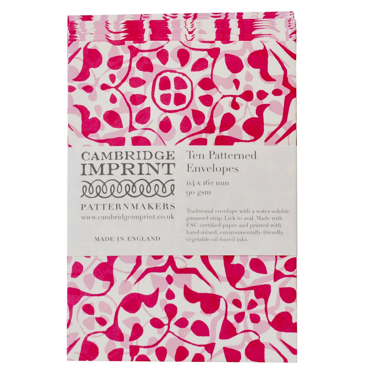 Packet of Ten Patterned Envelopes Dappled Eton Mess Fuschia