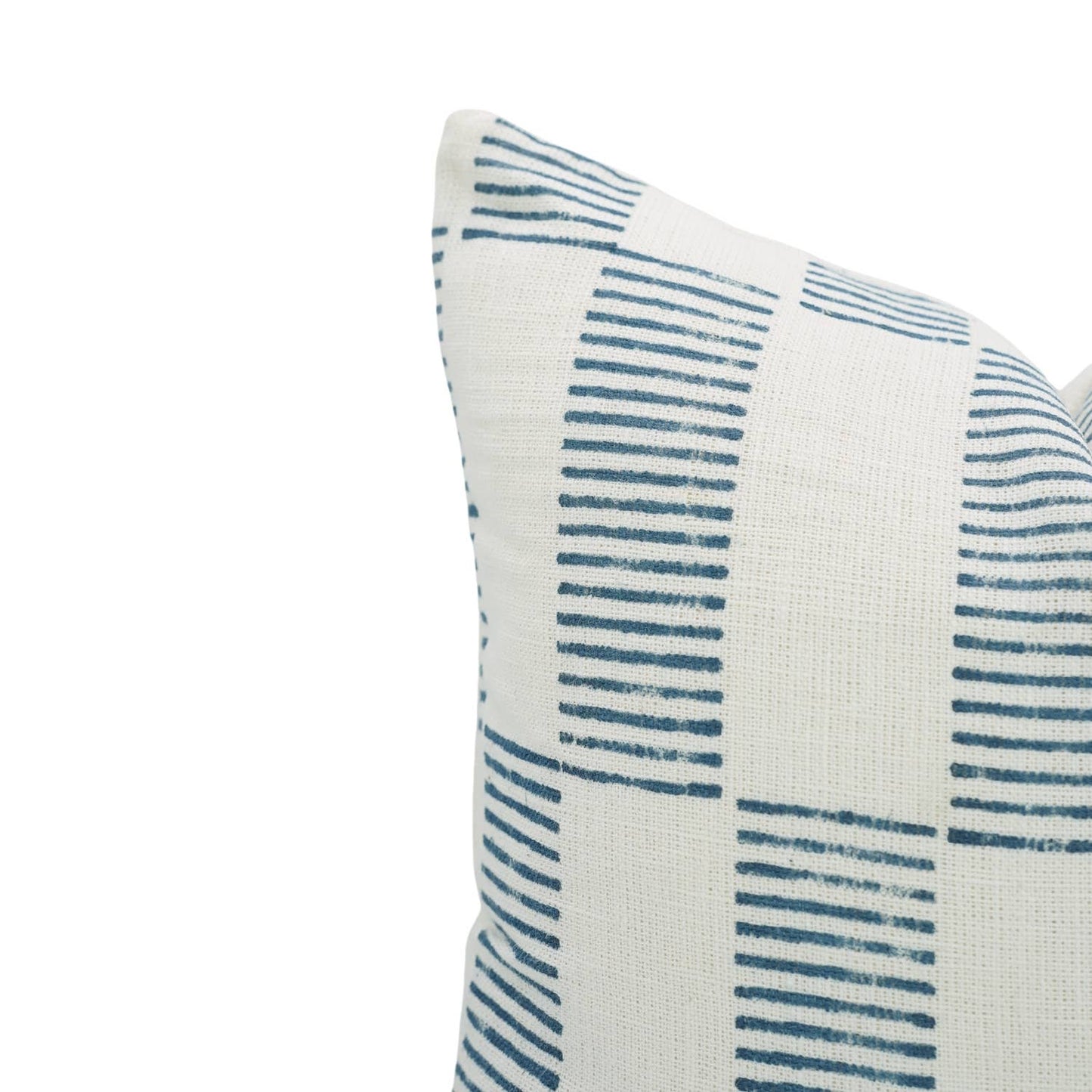Hand Block Print Off White Linen Pillow Cover - Zig Zag