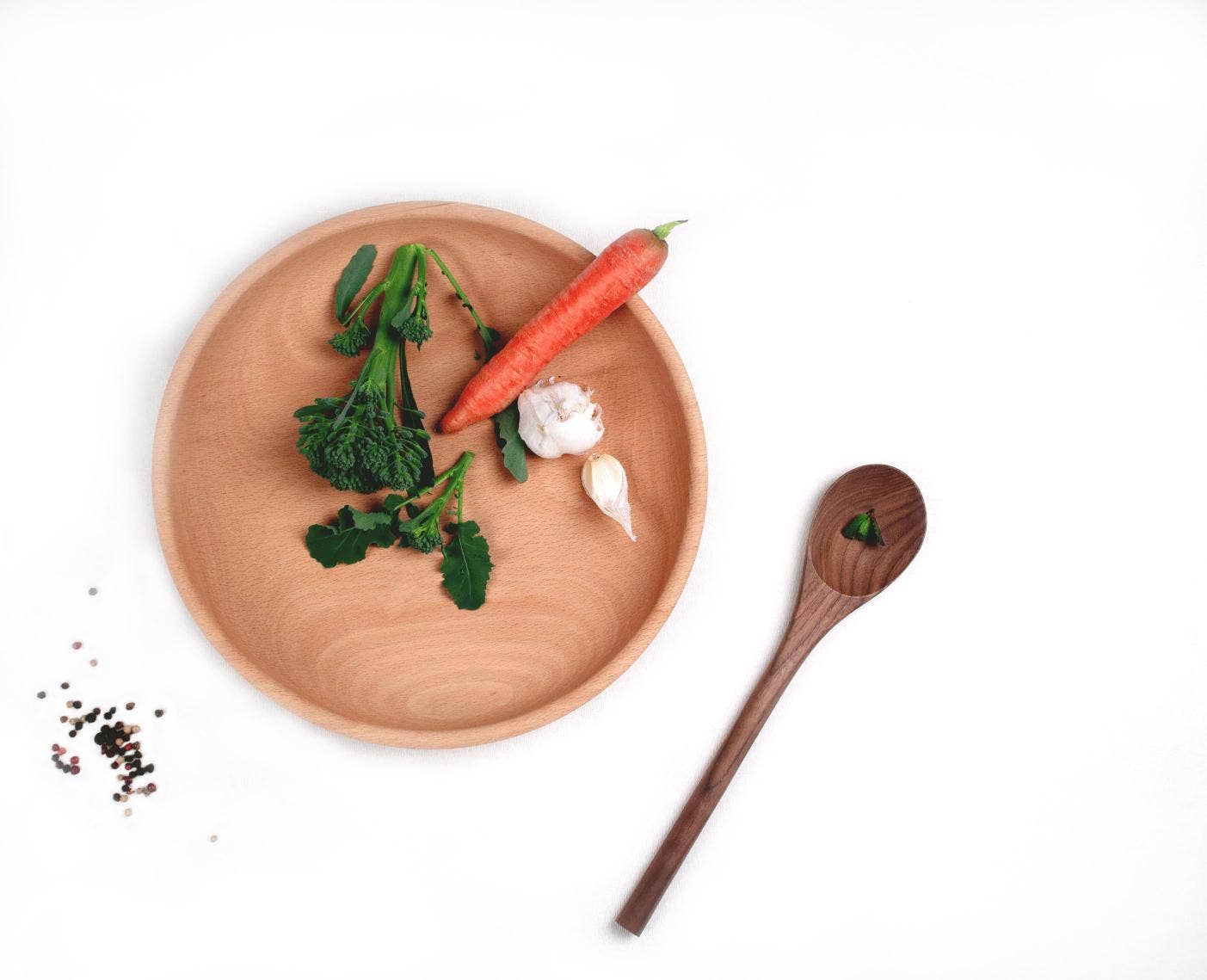 Beech Shallow Bowl - Wood Salad or Serving Bowl, Made in California