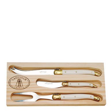 3pc Cheese Set with Ivory handles, Jean Dubost