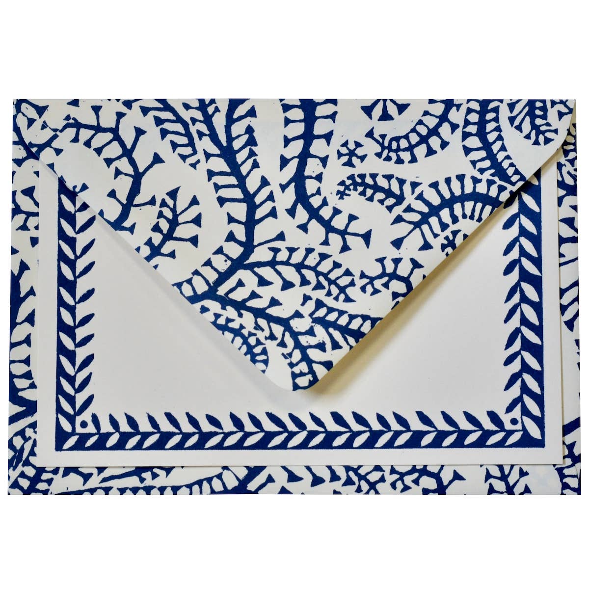 10 Postcards with Patterned Border in Prussian blue