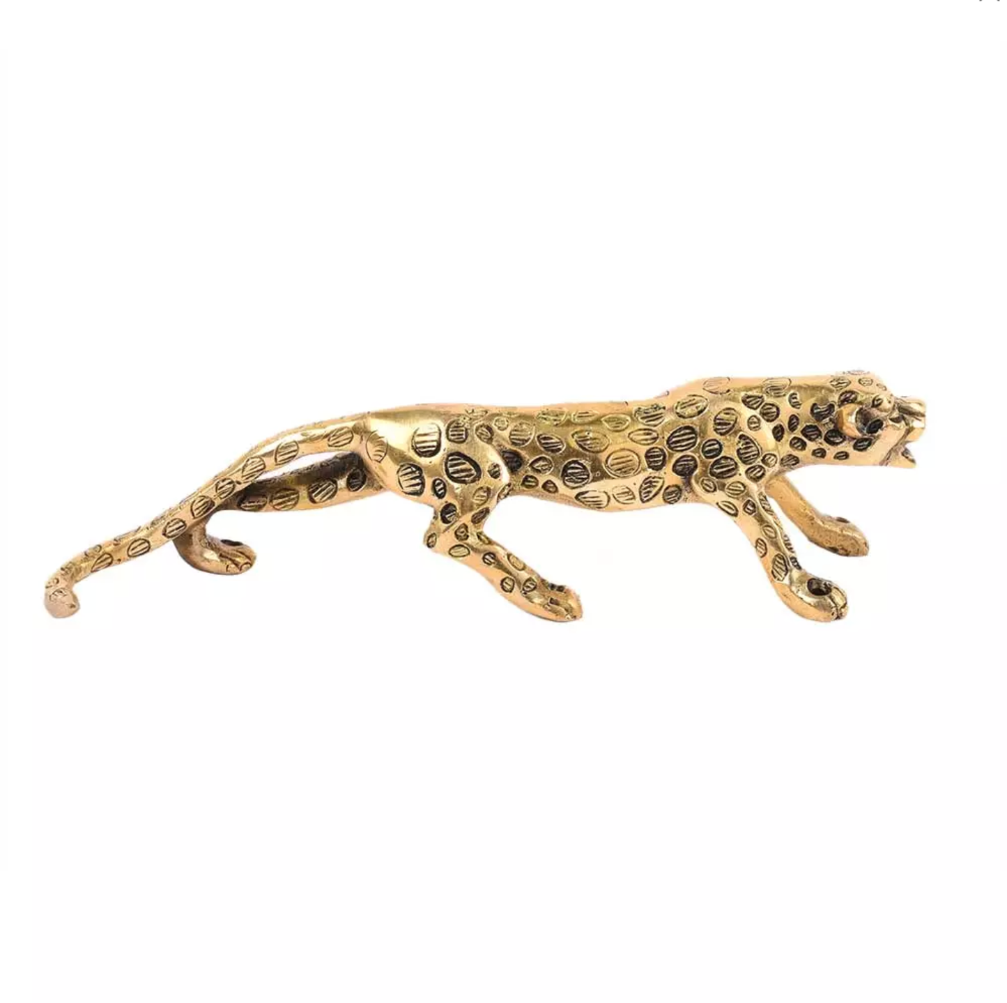 Leopard Door Handle, Handcrafted Brass, Single Handle