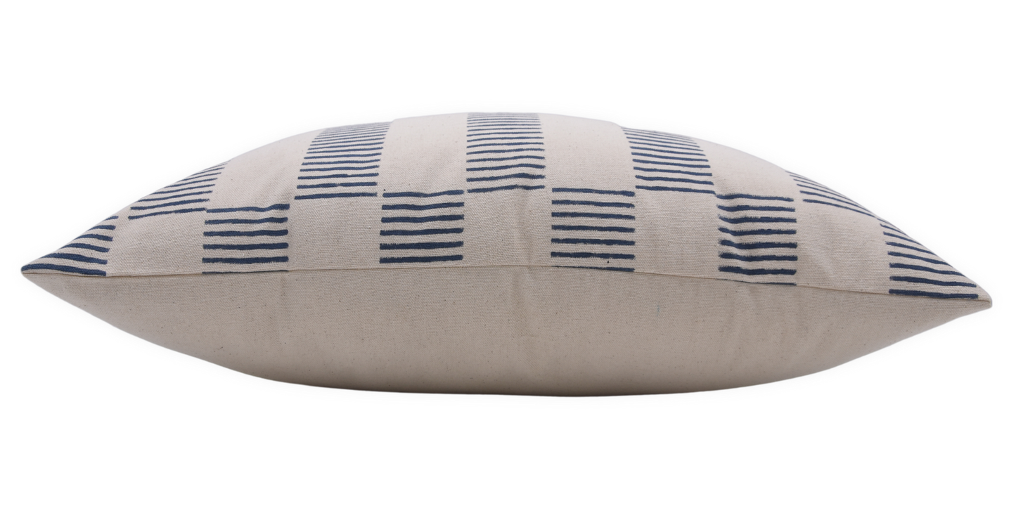 Hand block print duck canvas pillow cover - ZIG-ZAG
