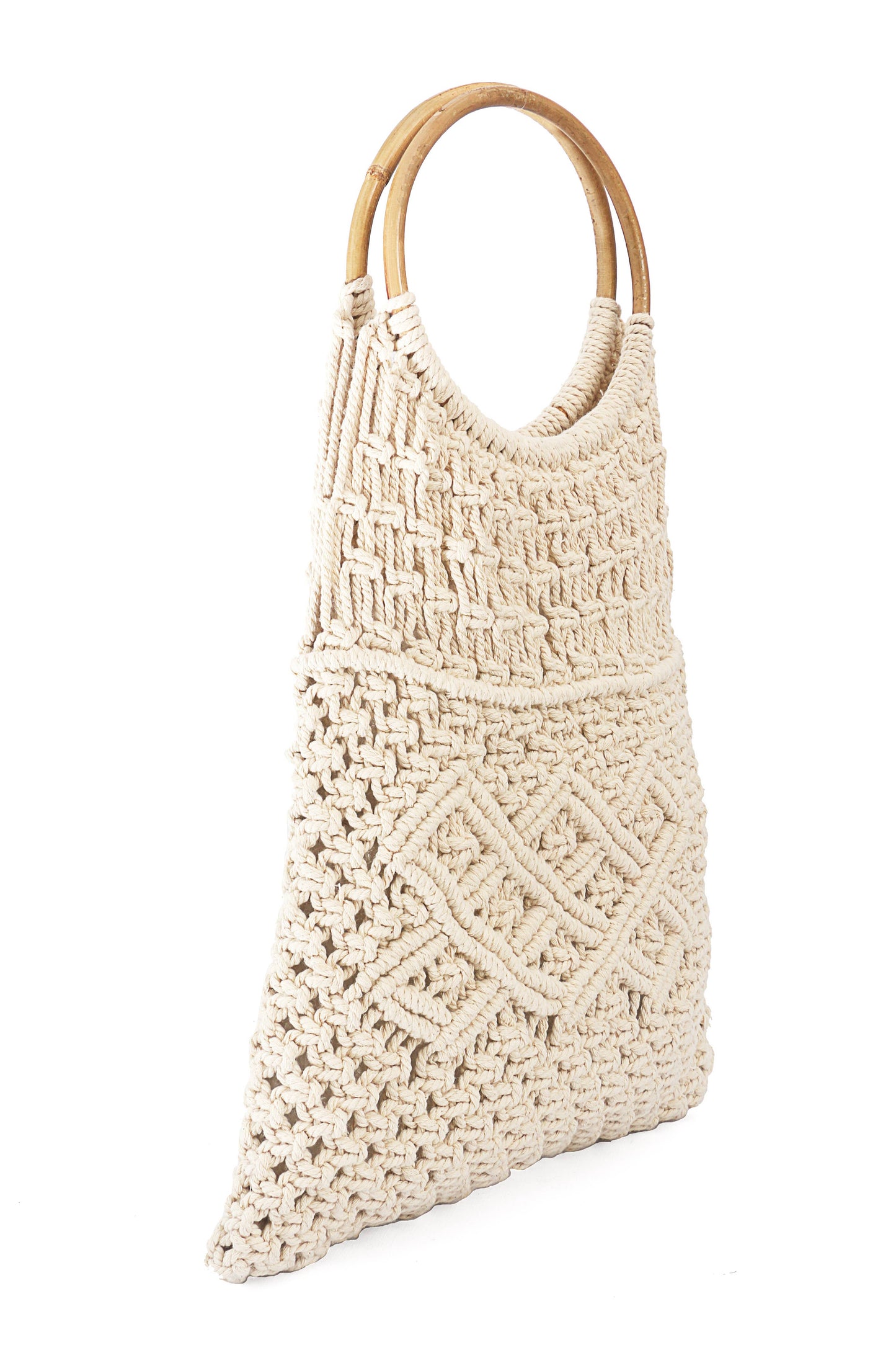 Macrame Knitted Top Handle Bag