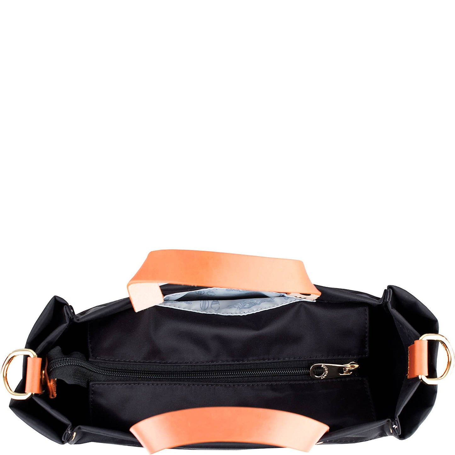 Black Nylon Tote with Leather Accents