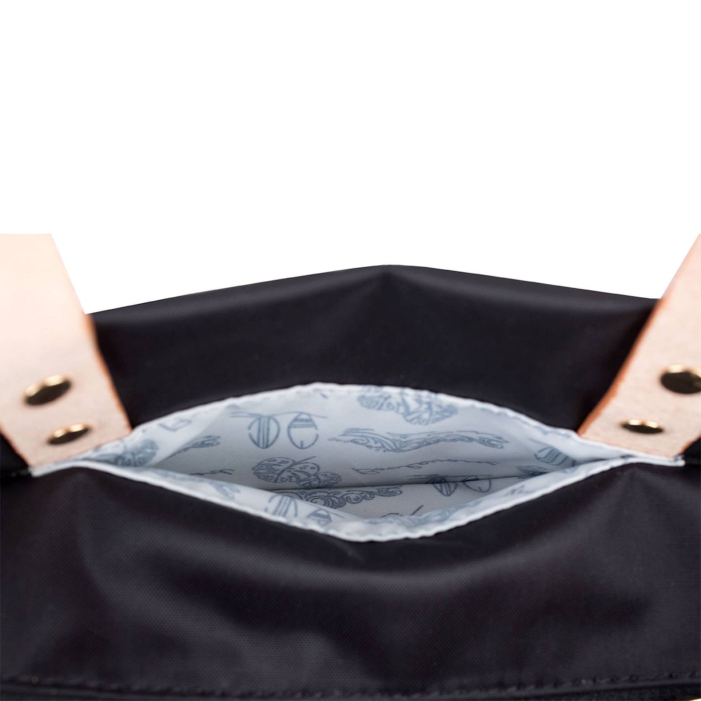 Black Nylon Tote with Leather Accents