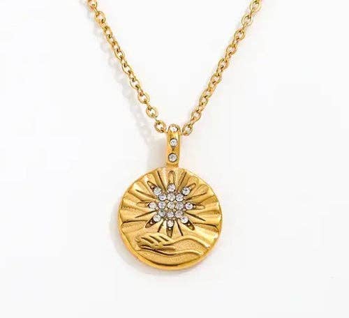 Mini Pendant- Talisman Protect 14K Gold Steel Necklace