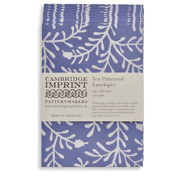 Packet of Ten Patterned Envelopes Sprig Harebell