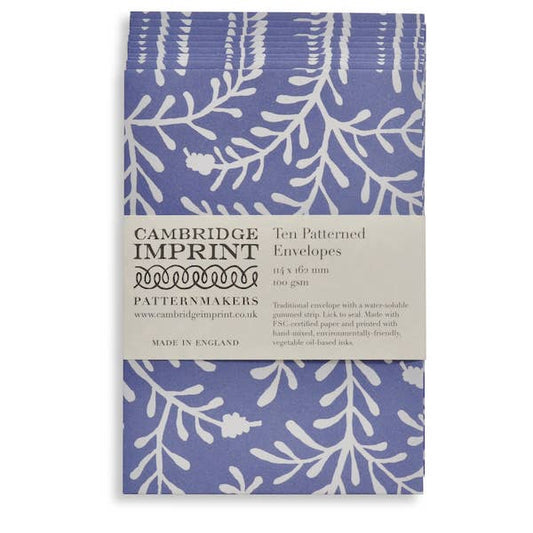 Packet of Ten Patterned Envelopes Sprig Harebell