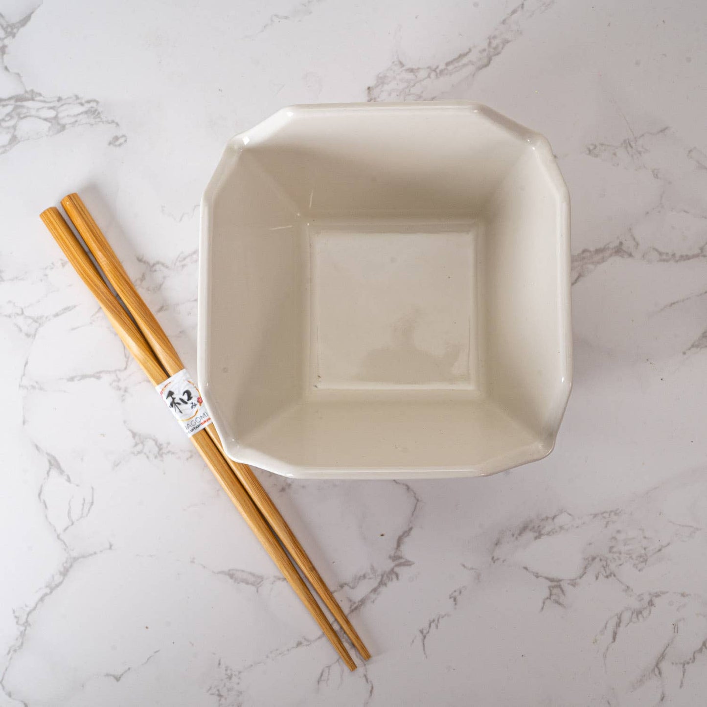Ceramic "Chinese Takeout Box" Serving Bowl With Chopsticks