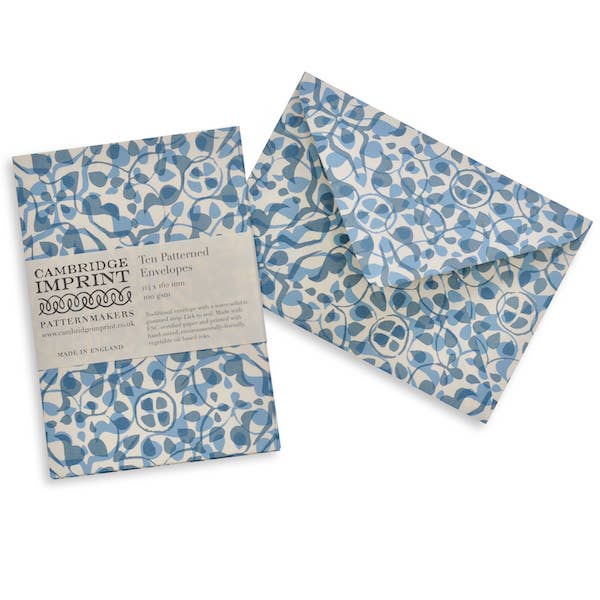 Packet of Ten Patterned Envelopes Dappled Blue