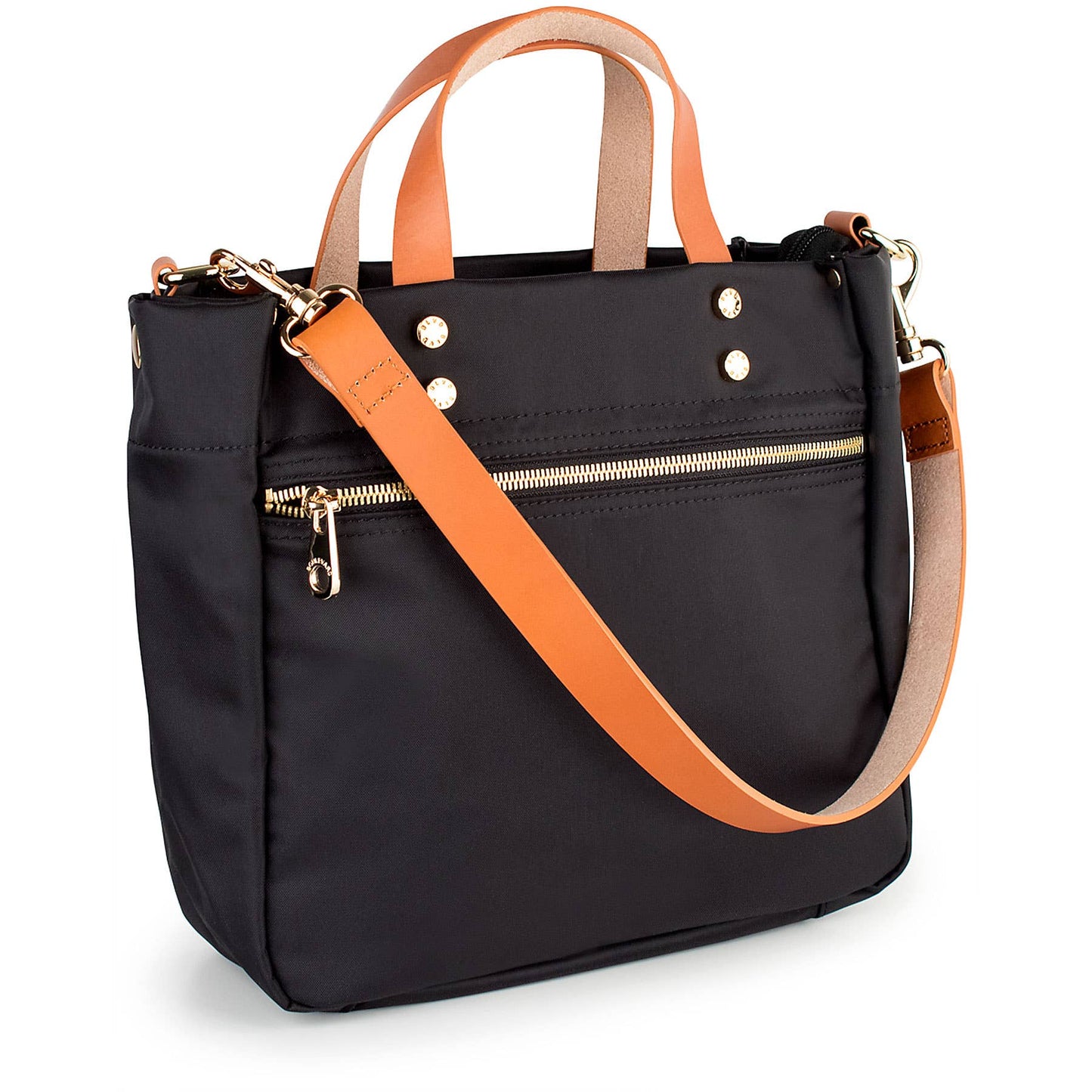 Black Nylon Tote with Leather Accents