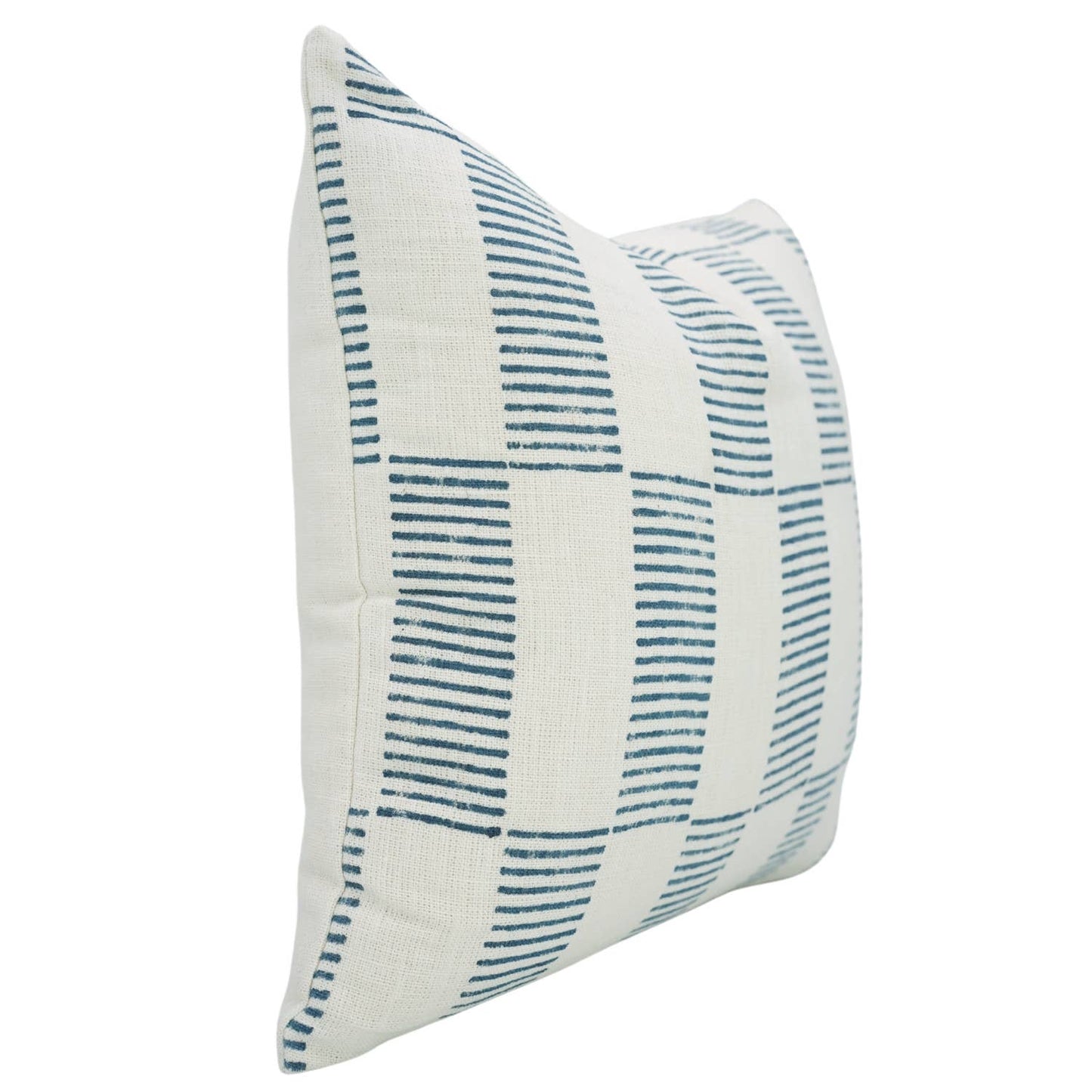 Hand Block Print Off White Linen Pillow Cover - Zig Zag