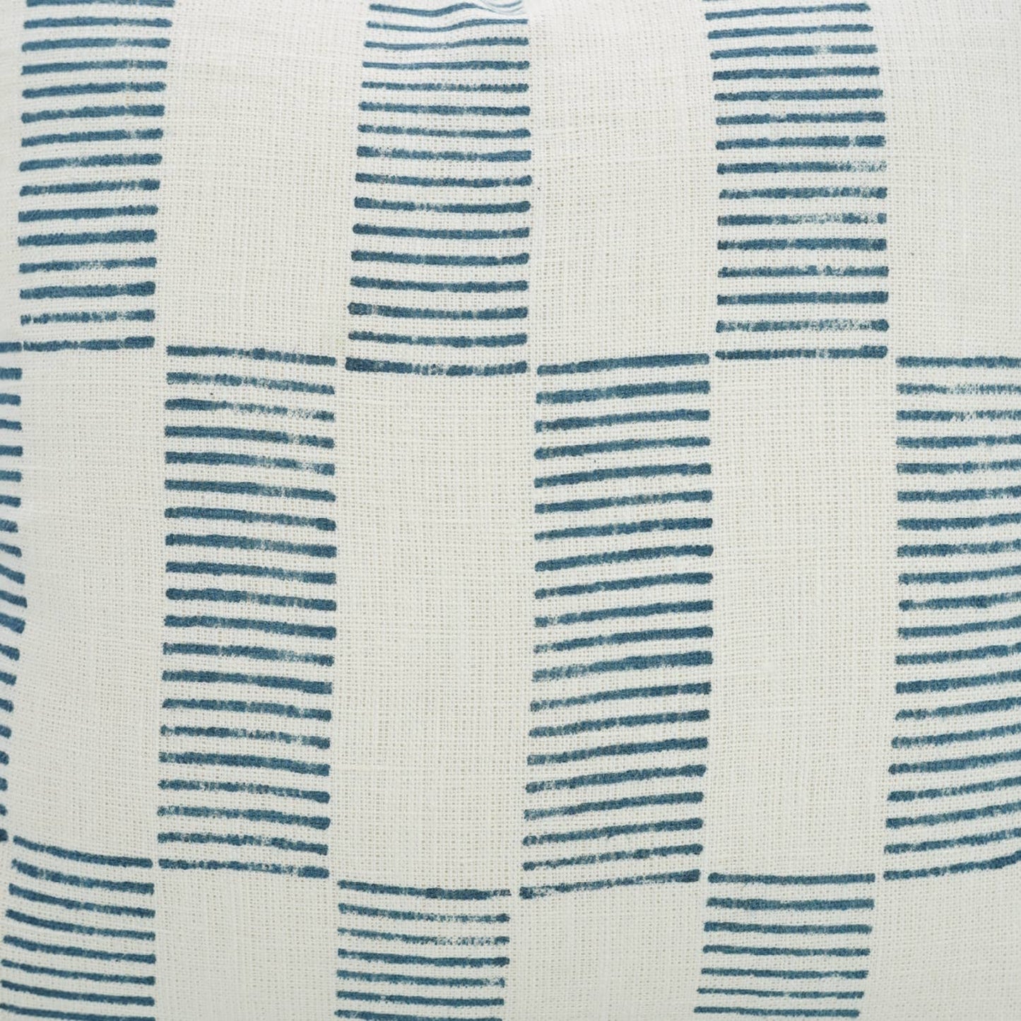 Hand Block Print Off White Linen Pillow Cover - Zig Zag