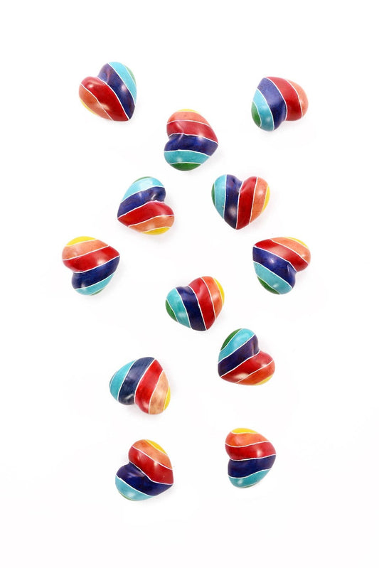 Rainbow Mini Soapstone Hearts, 1"