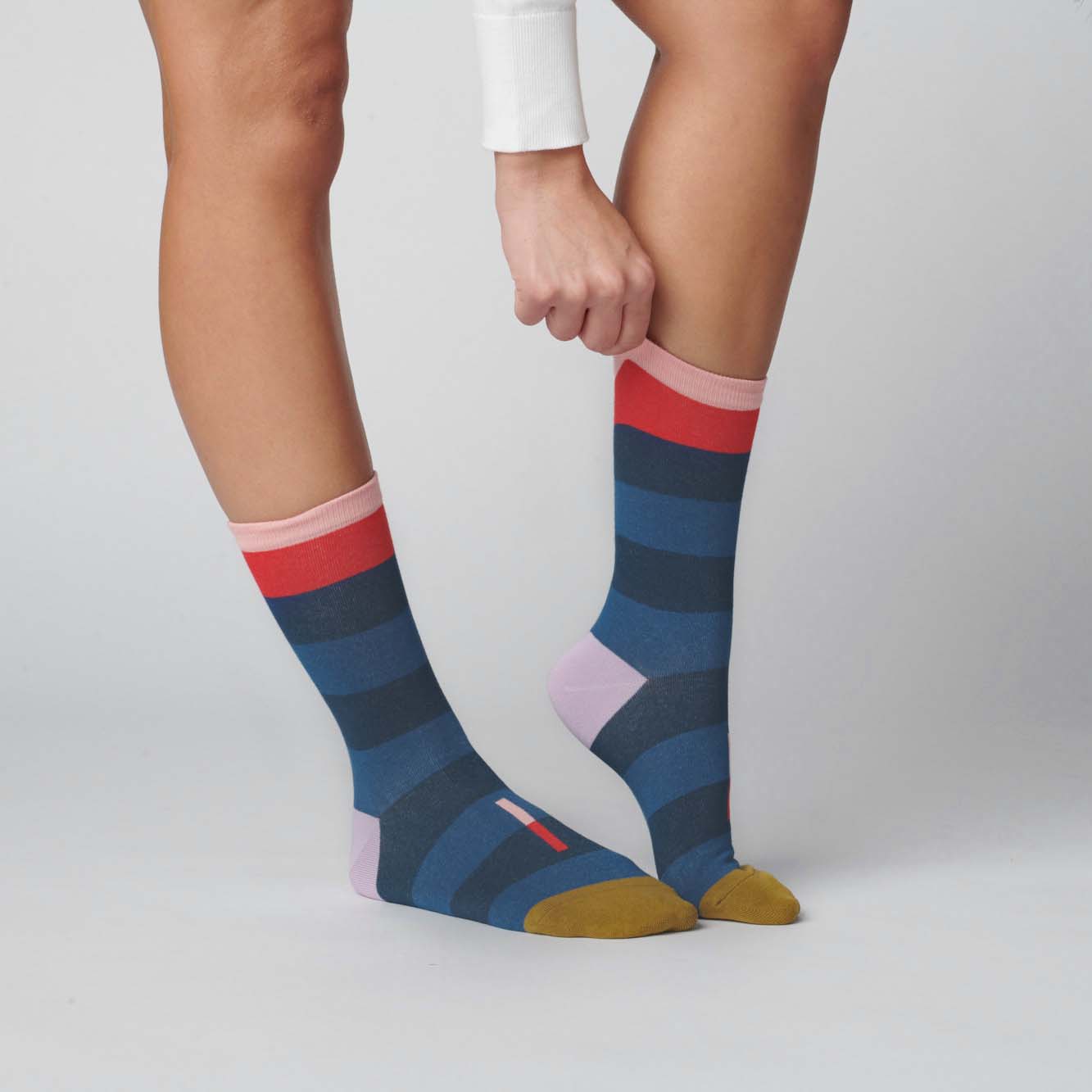 Fillmore Blue Striped Crew Length Socks