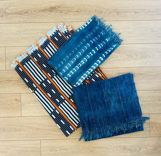 Vintage Indigo Scarf , Sarong, Table Decor or Throw