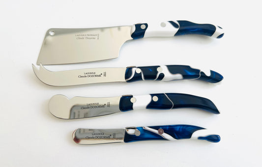 Blue Marble Cheese Knives, Various Sizes and Functions.