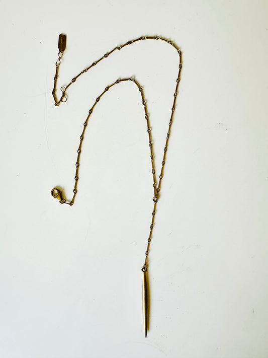 Y-Spike Necklace- 18k Gold Plate Spike on 18k Gold Filled Chain