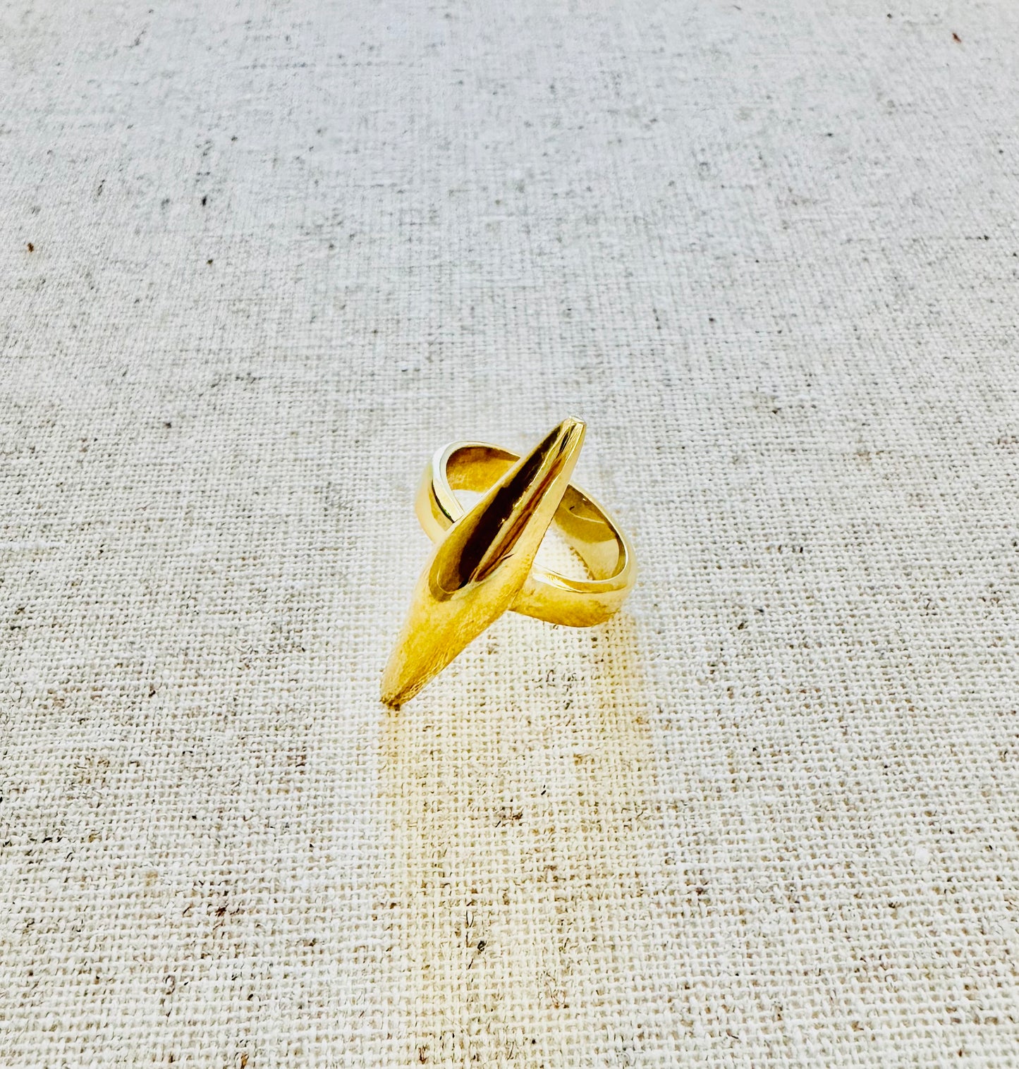 Double End Spike Brass Ring, 1.25" Long Spike