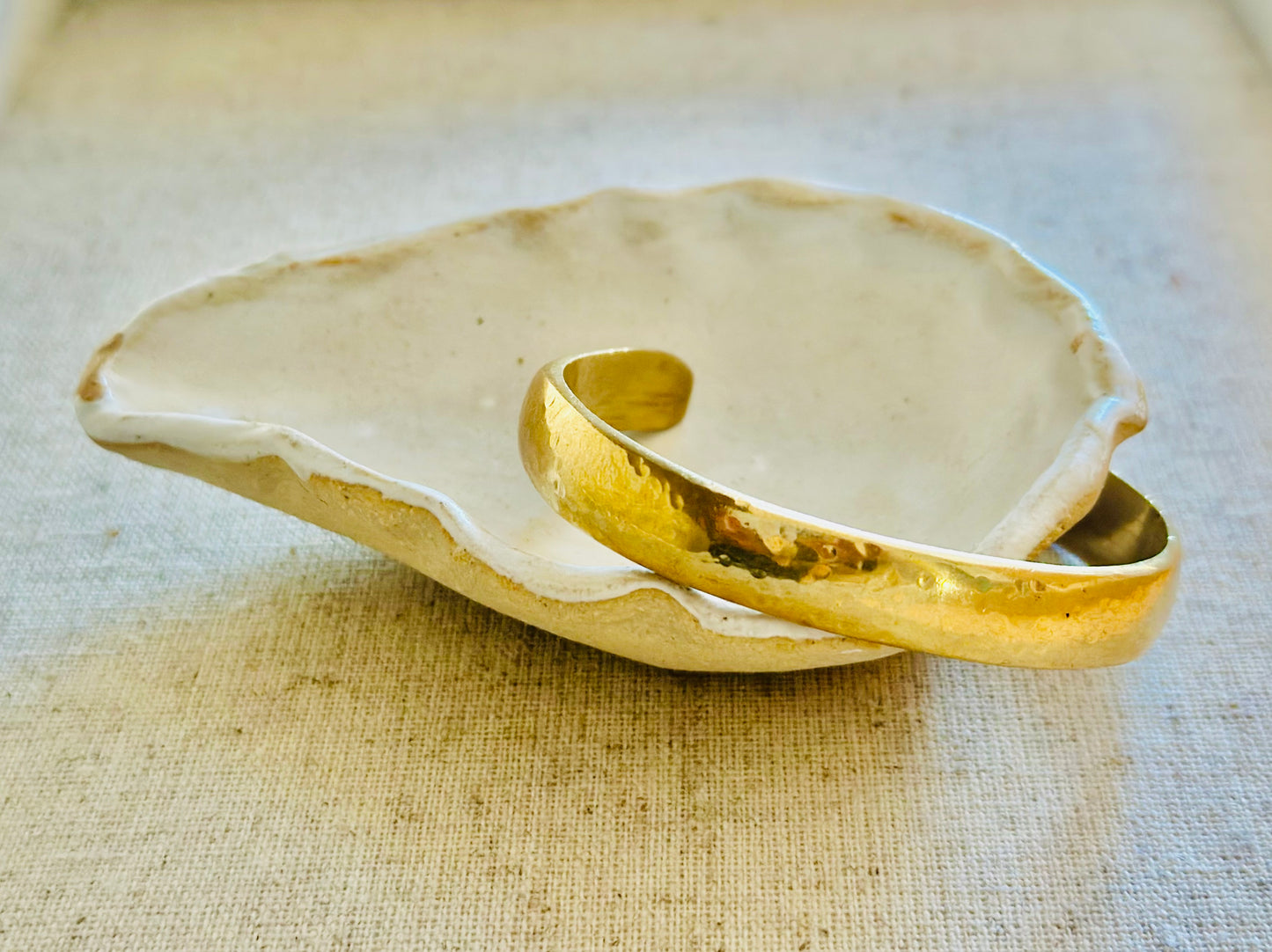 Hammered Brass Cuff Bracelet, Adjustable, 3/8ths"