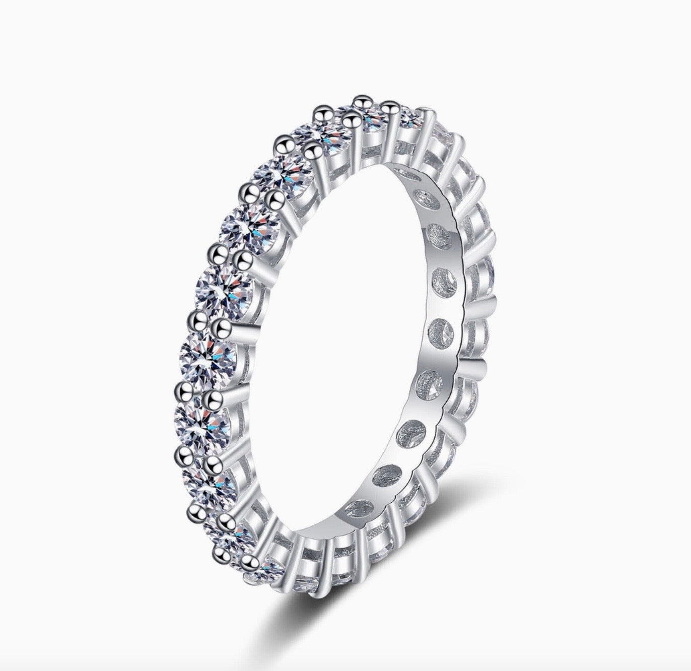 Moissanite Diamond Eternity Band Ring in 925 Sterling Silver