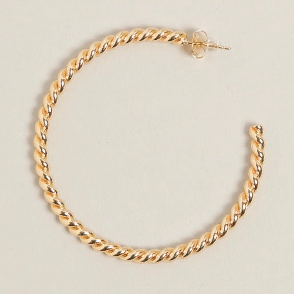 Twisted Post Hoop Earrings, 14kt Gold Plated