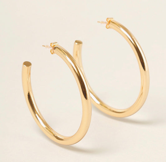 Post Hoop Earrings, 14kt Gold Plated