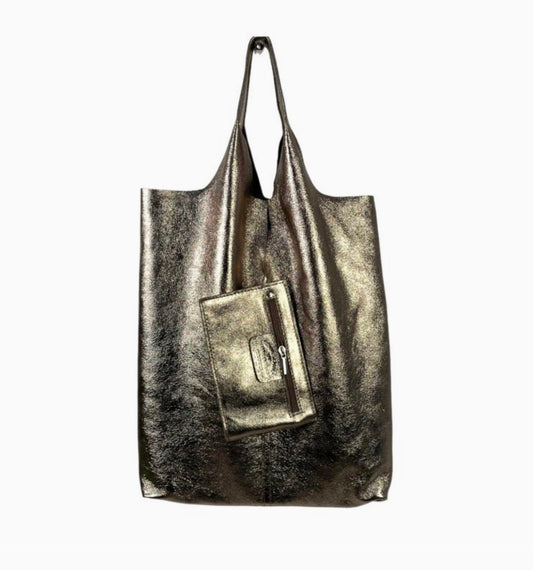 University Metallic Leather Bag
