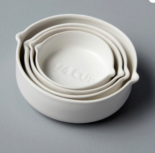 Modern Measuring Cups, White Ceramic