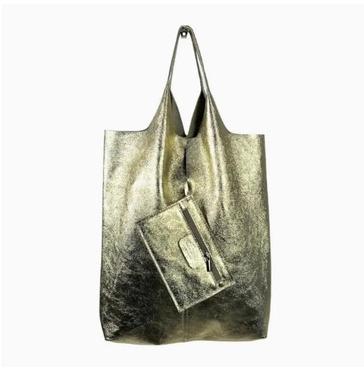 University Metallic Leather Bag