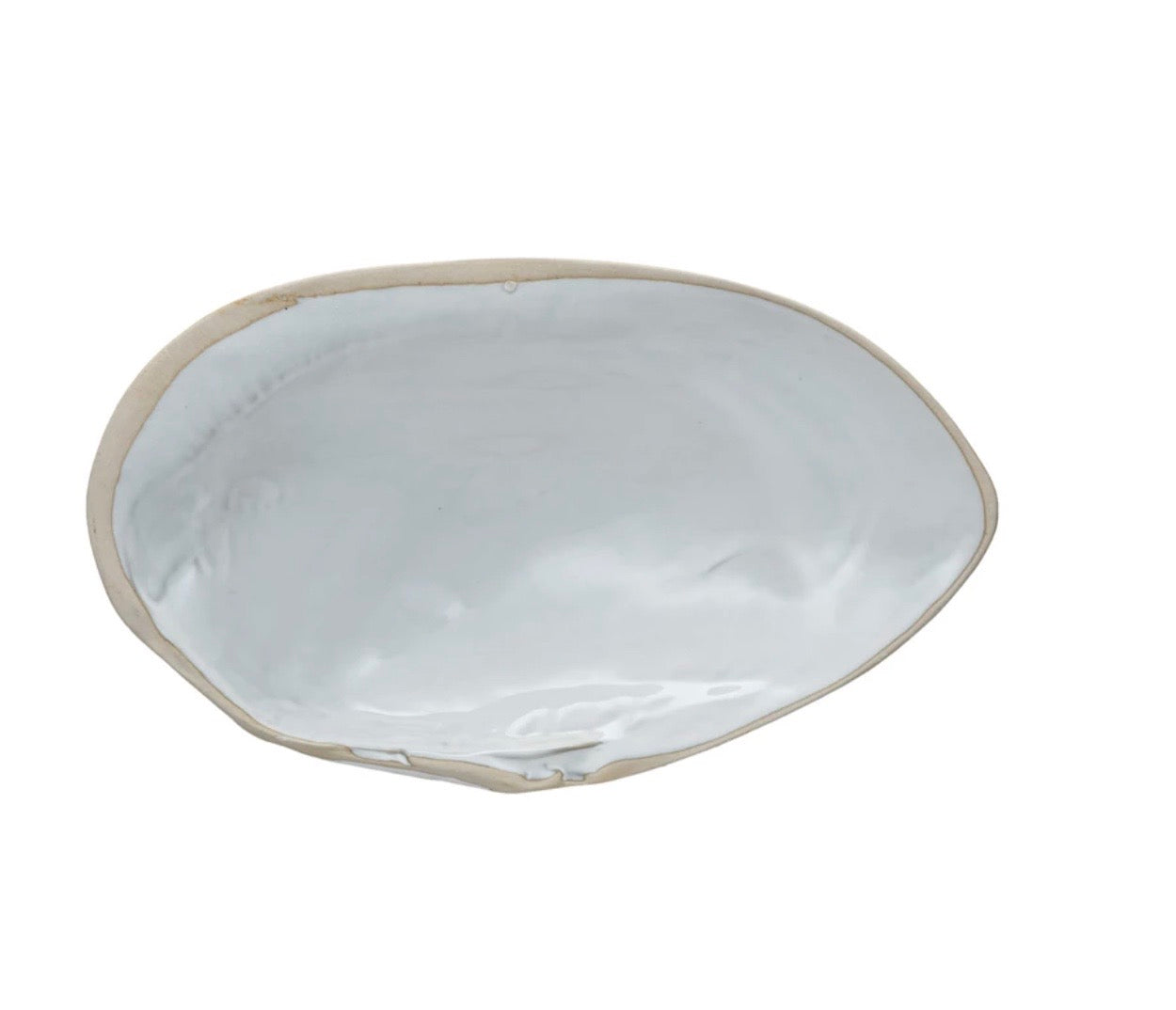 Clam Shell Serving Dish, White Ceramic, Large