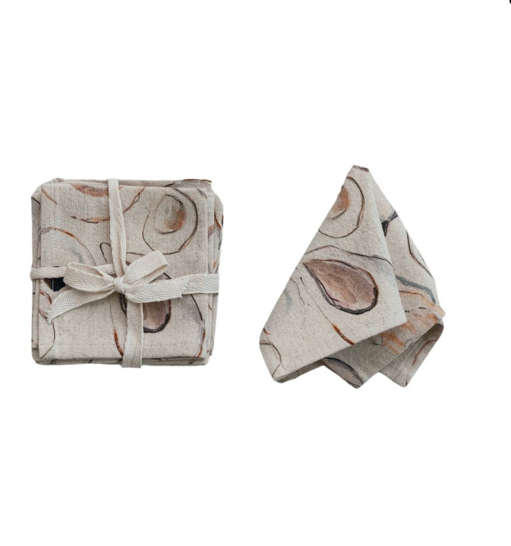 Oyster Print Cocktail Napkin 10"