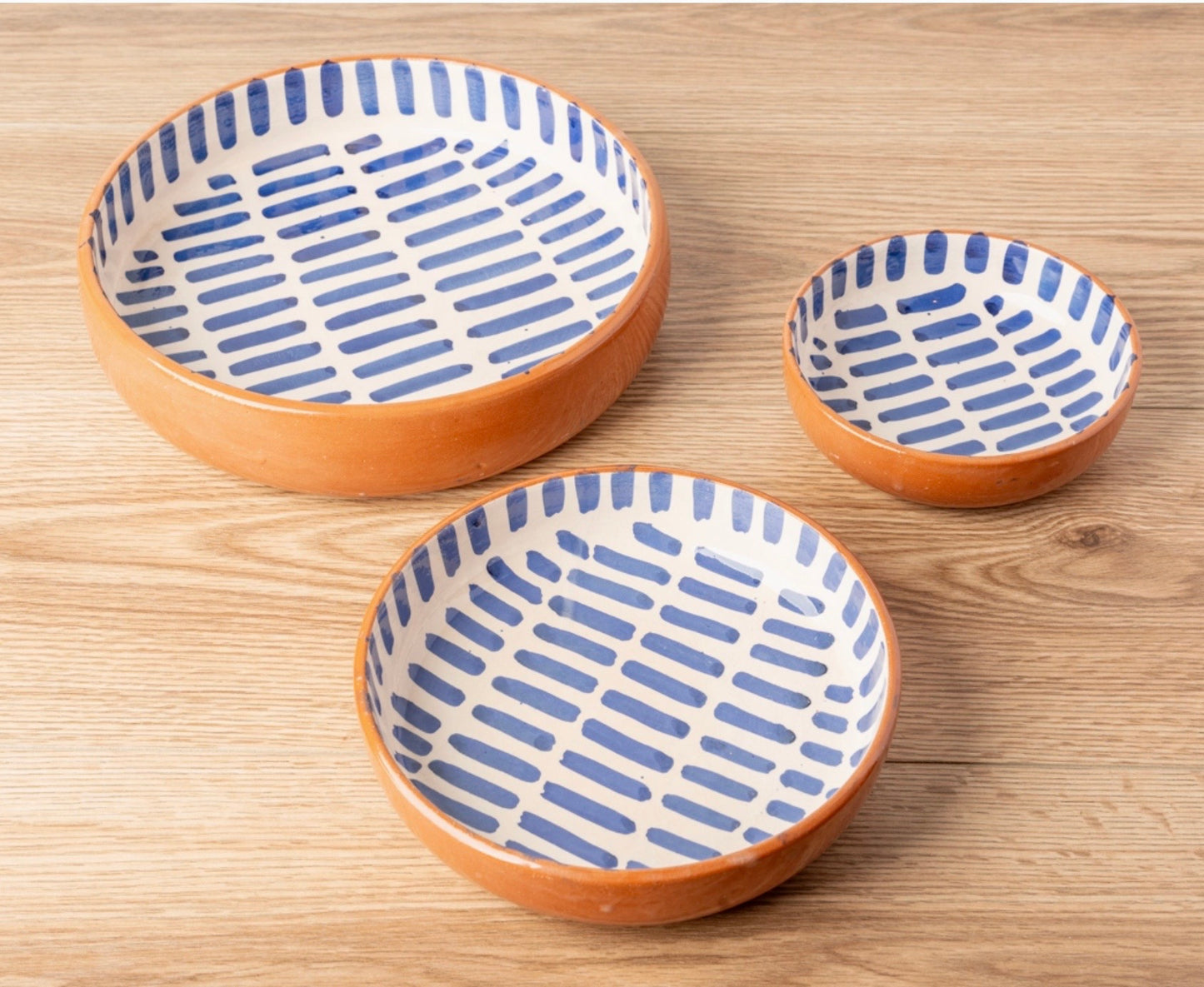 Moroccan Nesting Round Dish - Blue Dash, 3 Size Options