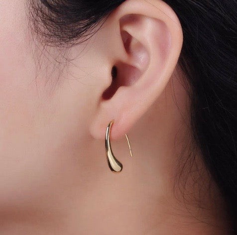 Molten Drop Minimalist French Hook Earrings, 14K Gold Filled 20mm