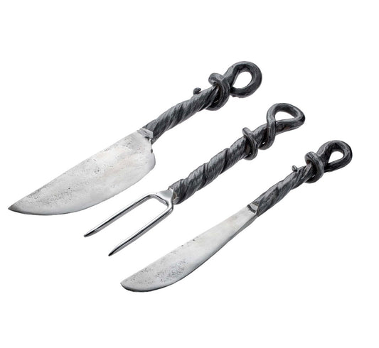 Medeival Forged Iron Cheese Knives and Forks, Sold Separately