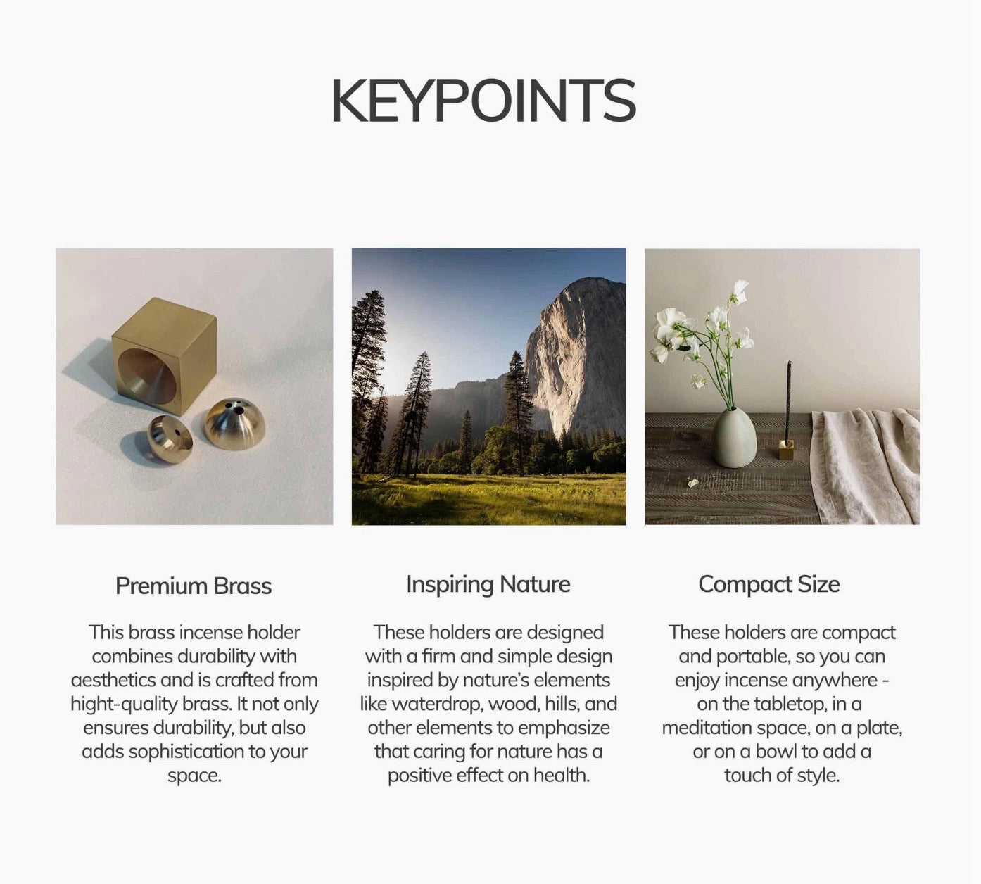 Incense Holder Water Drop Shape Medium Brass