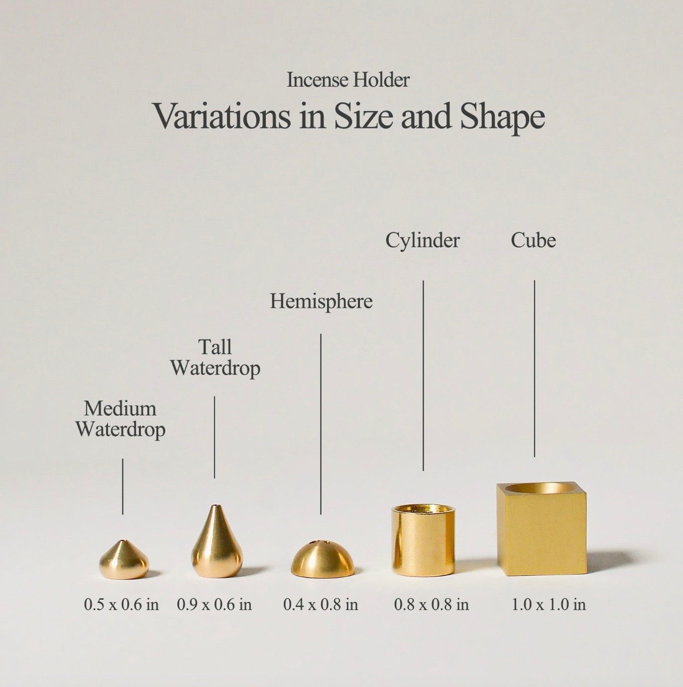 Incense Holder Water Drop Shape Medium Brass